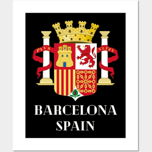 Barcelona Spain. White text. Gift Ideas For The Spanish Travel Enthusiast. Posters and Art